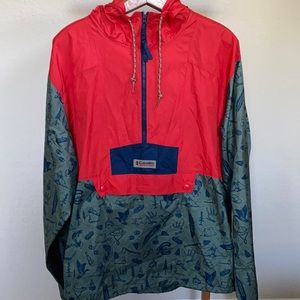 Columbia Windbreaker Recycled Polyester Kangaroo Pouch Camping Design Retro